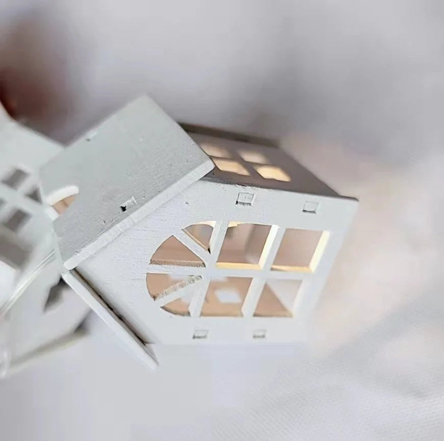 House-shaped LED string lights for Christmas and Halloween decorations in various designs