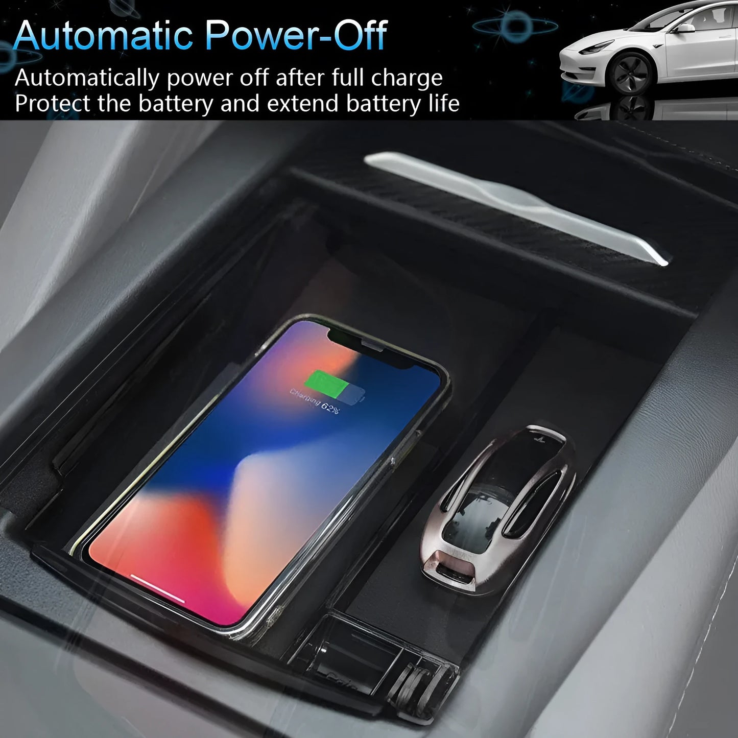 Black Qi wireless charging station with base support for smartphones