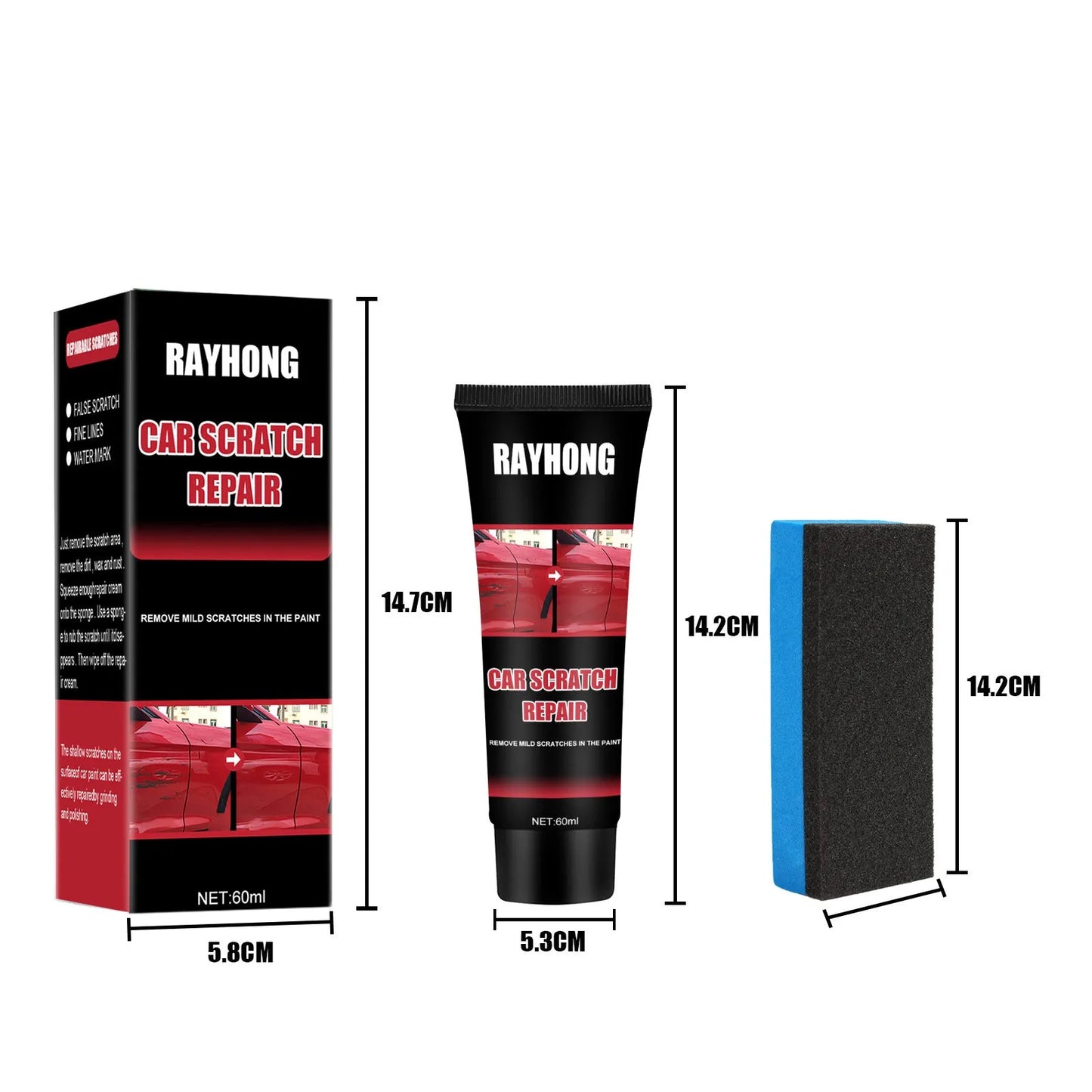 60ml car scratch repair wax set with applicator for automotive paint surface maintenance