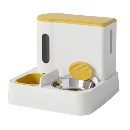 Cat automatic pet feeder water dispenser with integrated double bowl design