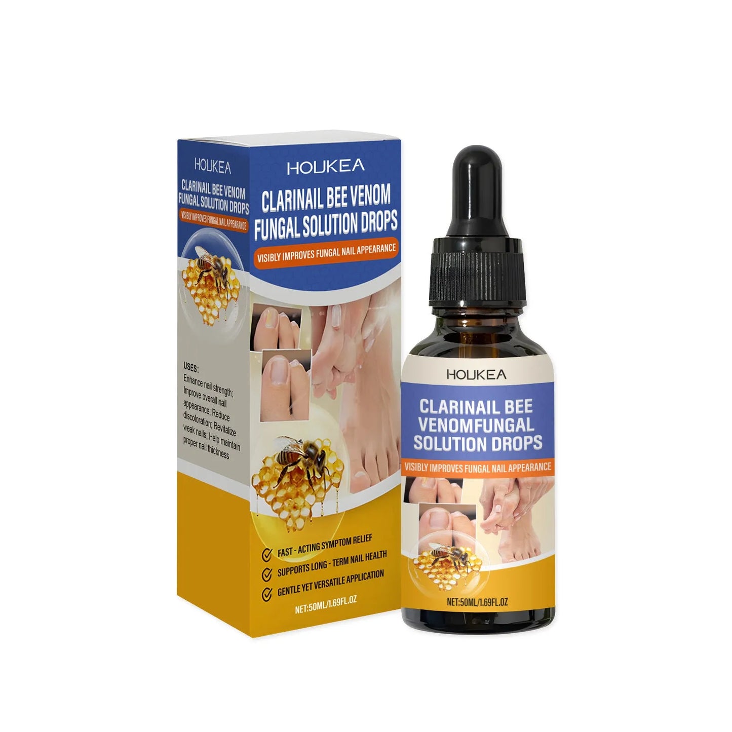 50ml bottle of nail fungus care solution containing bee venom and peppermint oil