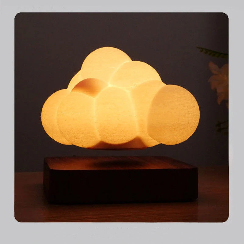 Magnetic Levitation Cloud Lamp with 3D-printed cloud design floating above base