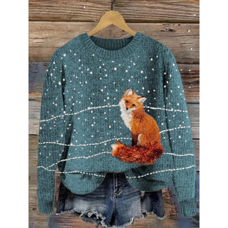 Round neck sweater with digital printed little flower pattern in various colours