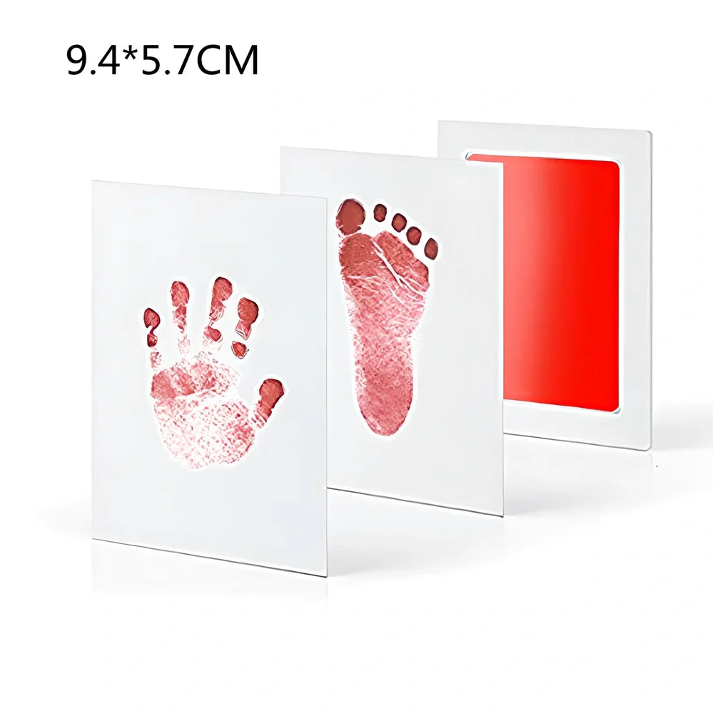Disposable ink baby hand and foot print kit with six colour options and two size formats
