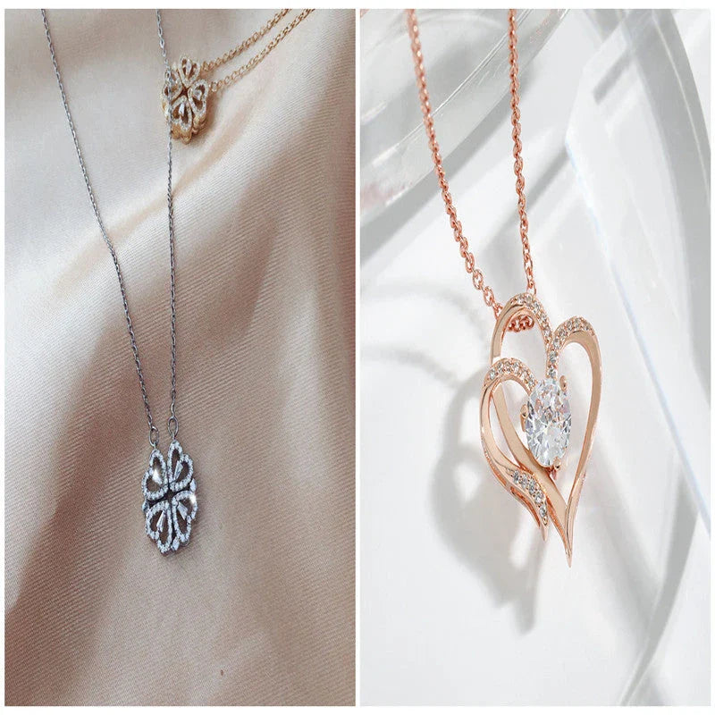 Elegant four-leaf clover necklace with magnetic and detachable design for versatile styling