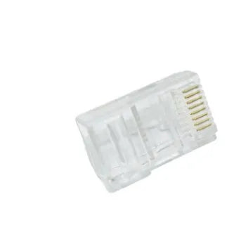 White 8P8C network modular plug with three-fork gold-plated contacts and all-copper insert
