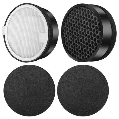 Levoit LV-H132 air purifier replacement filter set measuring 19cm by 19cm by 6.3cm with filter screen and cotton