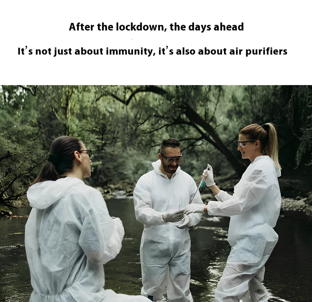 Beige desktop air purifier with HEPA filter for formaldehyde and smoke removal measuring 25cm