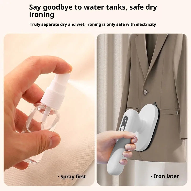 White mini heat press machine with USB power, three-step thermostat, heater band lining, and compact plastic shell