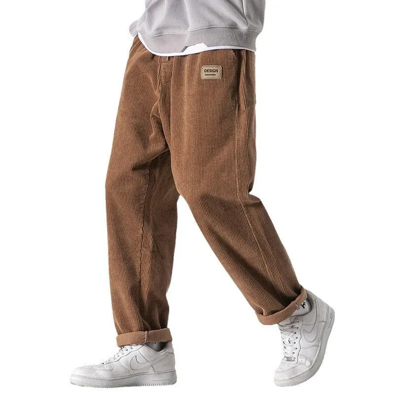 Men's corduroy loose straight trousers in multiple colour options for autumn winter casual wear