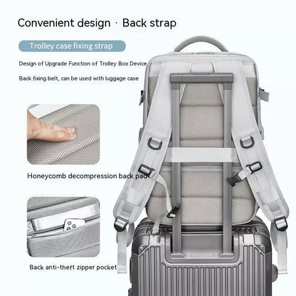 Expansion Backpack with Dry Wet Separation in Light Gray