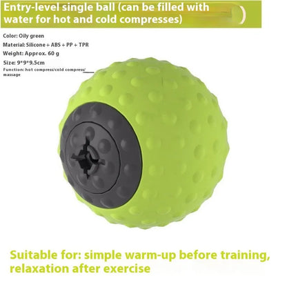 Massage ball with double-ball design in caramel mocha colour for cold and hot compress therapy