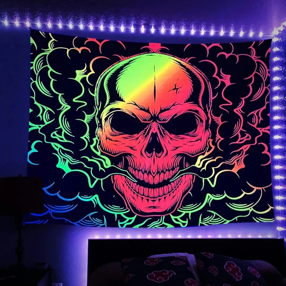 Brushed polyester wall tapestry showing texture detail and rectangular shape with size options from 95cm to 230cm