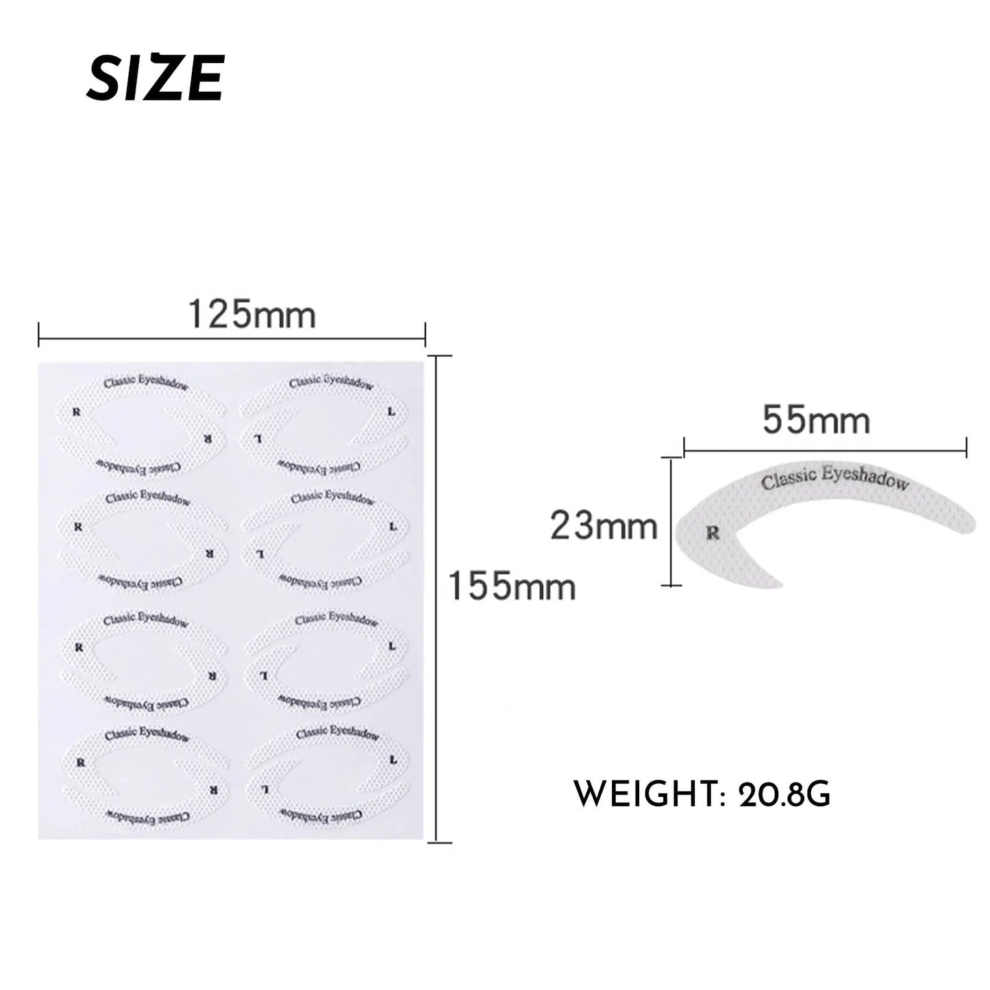 Four reusable eyeliner stencil templates on a pink background, showing winged and cat-eye designs for makeup application