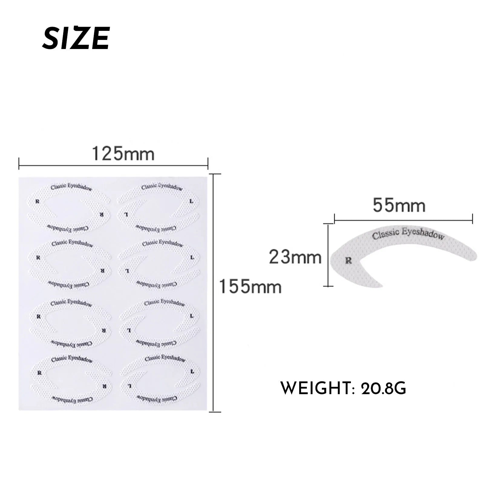 Four reusable eyeliner stencil templates on a pink background, showing winged and cat-eye designs for makeup application