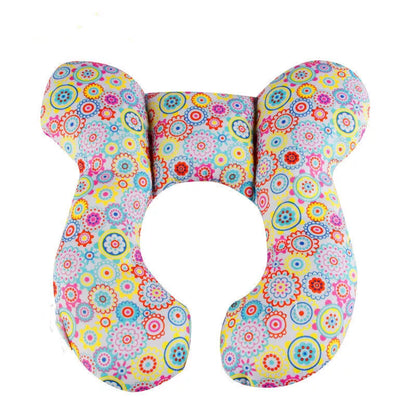 Baby U-shape pillow with cartoon pattern for neck support during travel