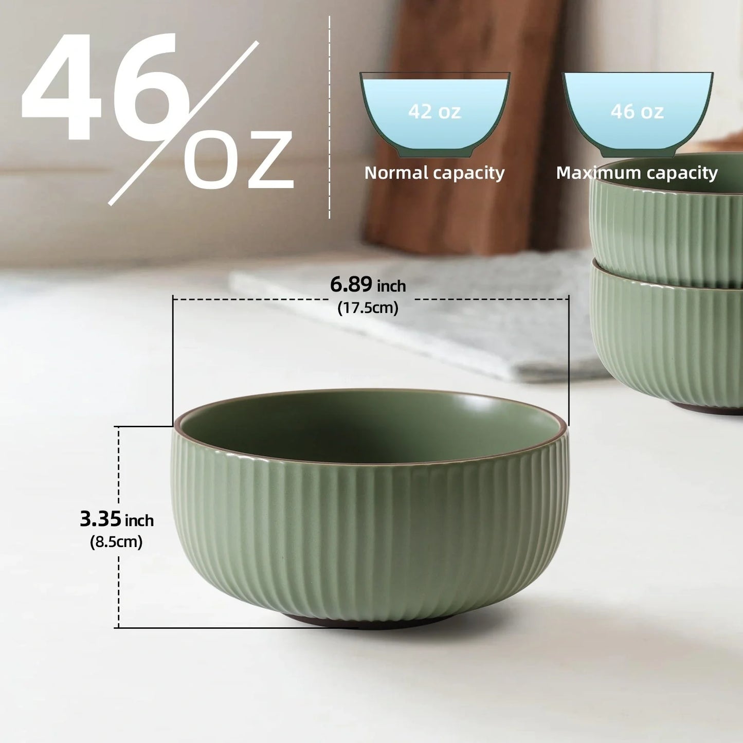 Elegant 4-piece ceramic bowl set, perfect for cereals, salads, and more. Microwave, oven, and dishwasher safe.