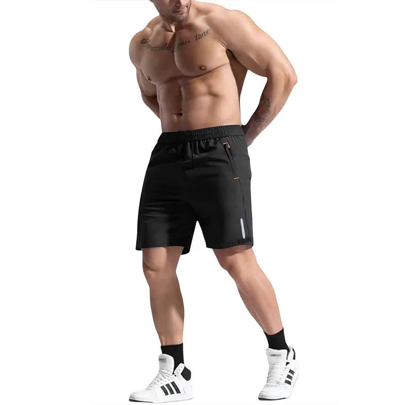 Men's bamboo blend sports shorts in army green with an elastic drawstring waist.
