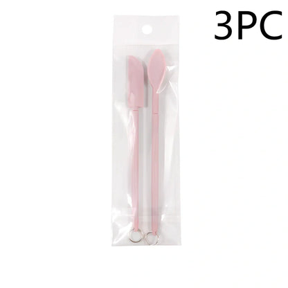 Retractable silicone cosmetic spatula extended to 15cm with scraper tool for product application