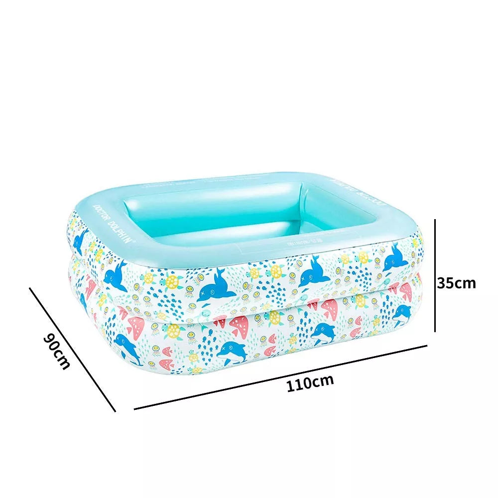 Brightly colored children's inflatable pool with smooth edges for safe water play