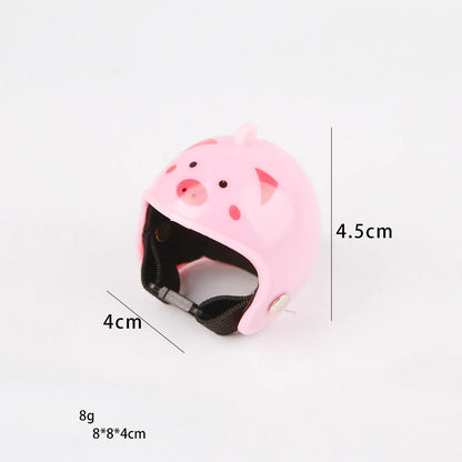 Small adjustable pet helmet for chickens and birds with sponge lining in various costume designs