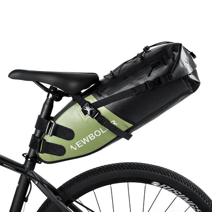 Waterproof large tail bag for cycling with 13-litre capacity and PVC construction in black, green, or yellow