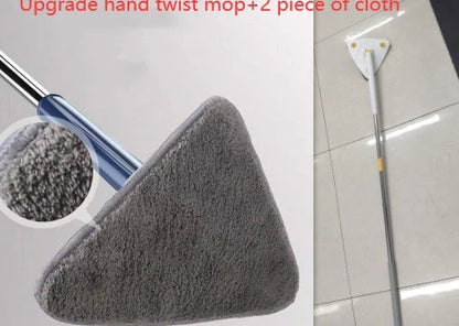 Extendable Triangle Mop with 360° rotatable head for deep cleaning in blue and white