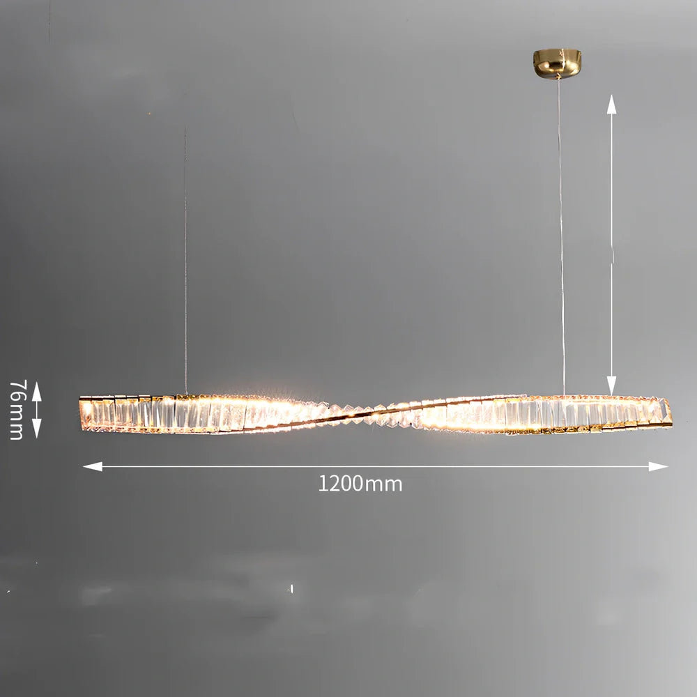 Italian crystal chandelier with LED lighting in three diameter sizes and adjustable height for dining tables