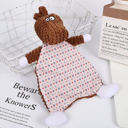 Brown velvet fox stuffed toy with crinkle paper sounds for pets