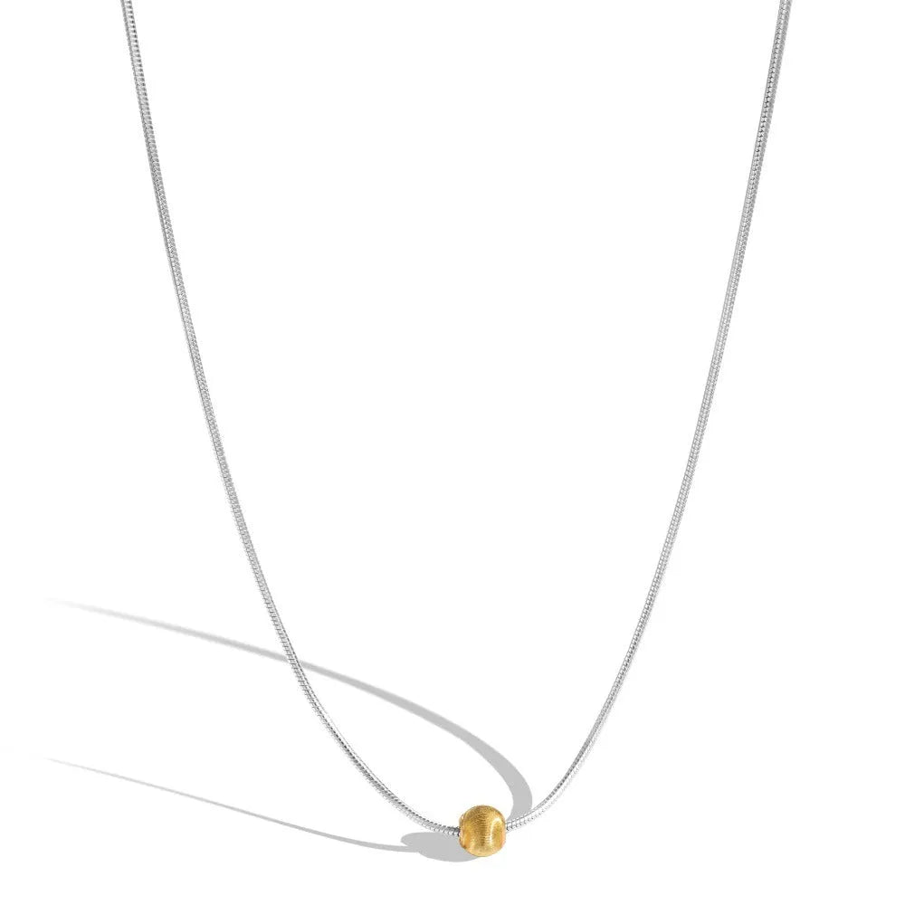 S925 sterling silver necklace for women with geometric pendant and golden balls design on a regular chain