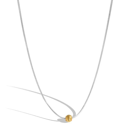 S925 sterling silver necklace for women with geometric pendant and golden balls design on a regular chain