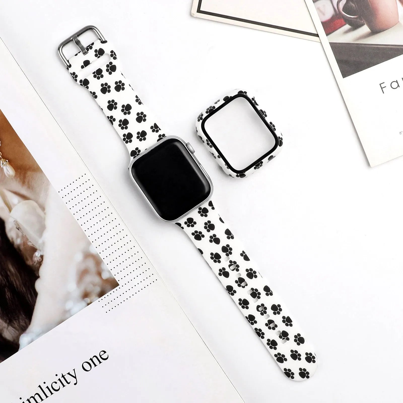 Printed silicone watch strap for Apple Watch 1-6 and SE models in multiple sizes