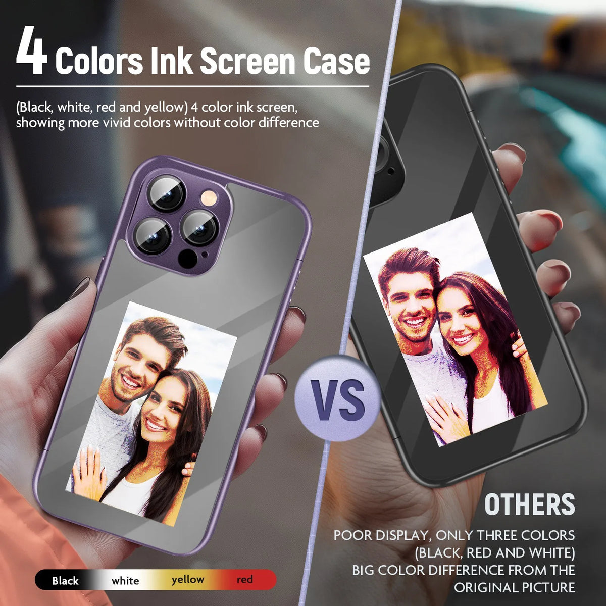 iPhone 15 Pro Max NFC ink screen flip phone case in black with DIY customisation elements visible