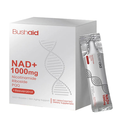 Anti ageing drink bottle with 300g capacity, showing label with ingredients nicotinamide ribose and Sophora japonica extract