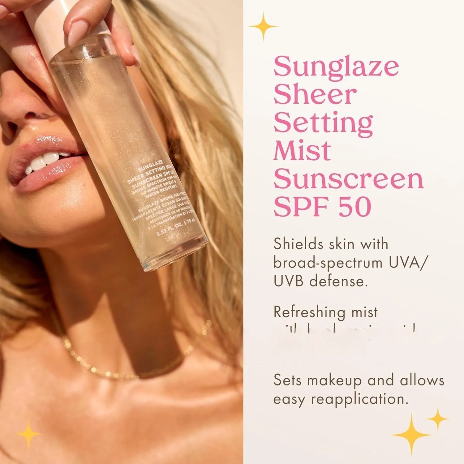 75ml hydrating face mist spray bottle with spray nozzle applicator for skin toner application