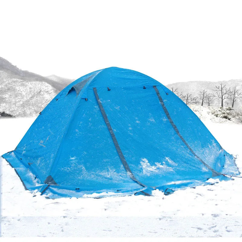 Double layer camping tent with aluminium pole, 3000mm waterproof Oxford cloth base, one bedroom, blue green orange options