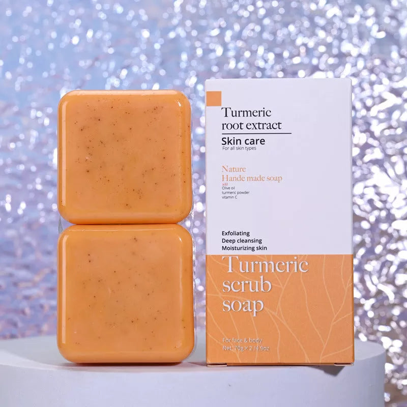 Handmade turmeric cleansing soap with natural ingredients for all skin types