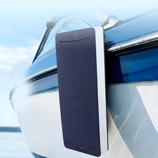 Blue EVA foam boat bumper fender showing size and textured surface.