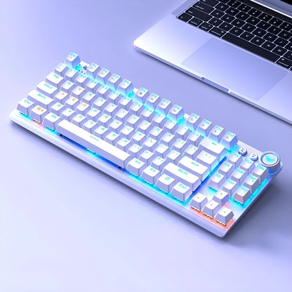 Tarantula wireless mechanical keyboard with side-engraved keycaps on a desk, showing compact 75% layout.