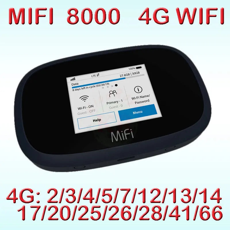 Black Full Network 4G wireless router with compact design measuring 10cm by 20cm by 3cm