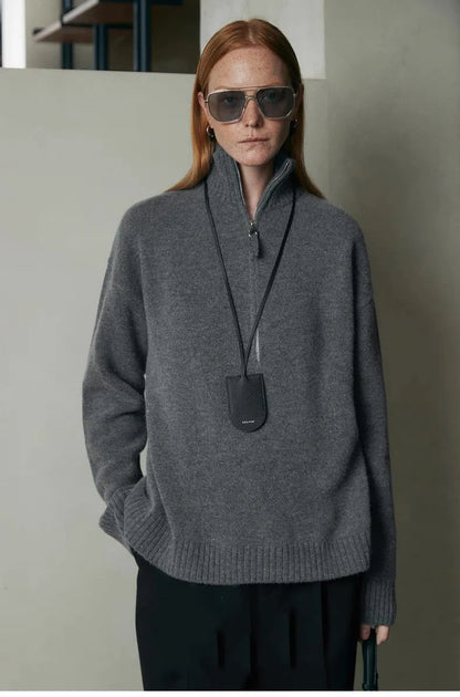 Loose lapels wool bandage dress in black or mountain rain grey with long sleeves for autumn and winter wear