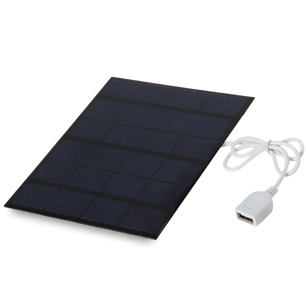 6V 3.5W solar charger panel measuring 165x135mm with USB port for mobile device charging