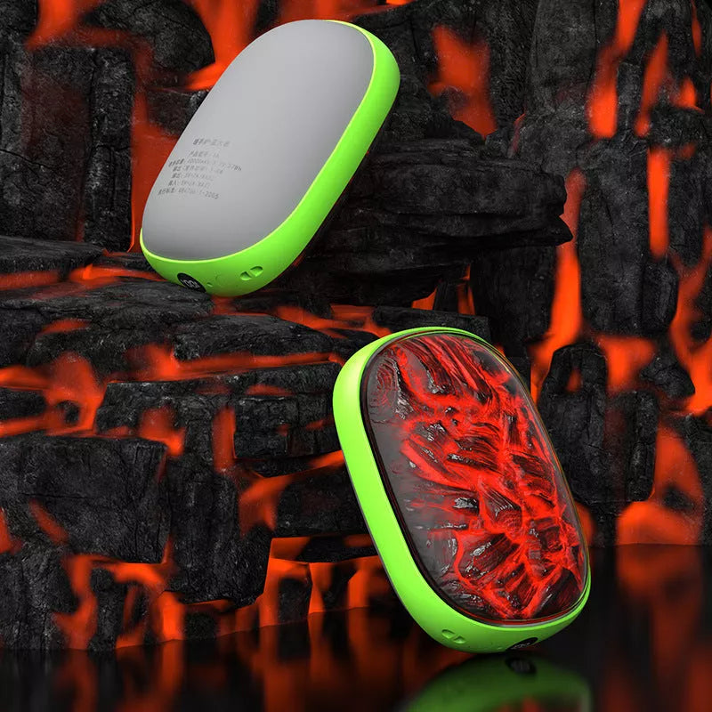 Dynamic Flame Portable Rechargeable Hand Warmer in white, pink, green with USB charging