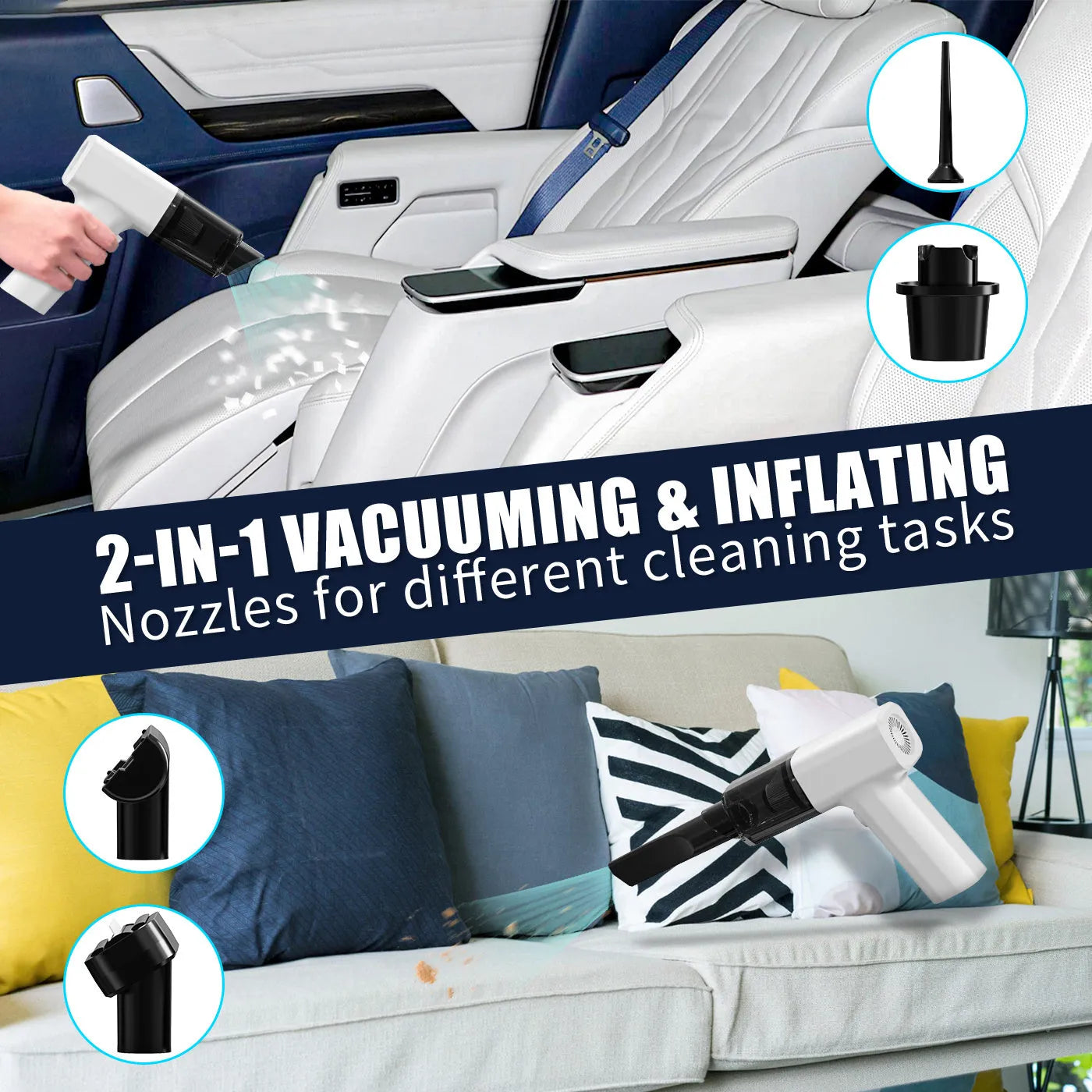 White plastic handheld USB desktop vacuum cleaner for dust collection.