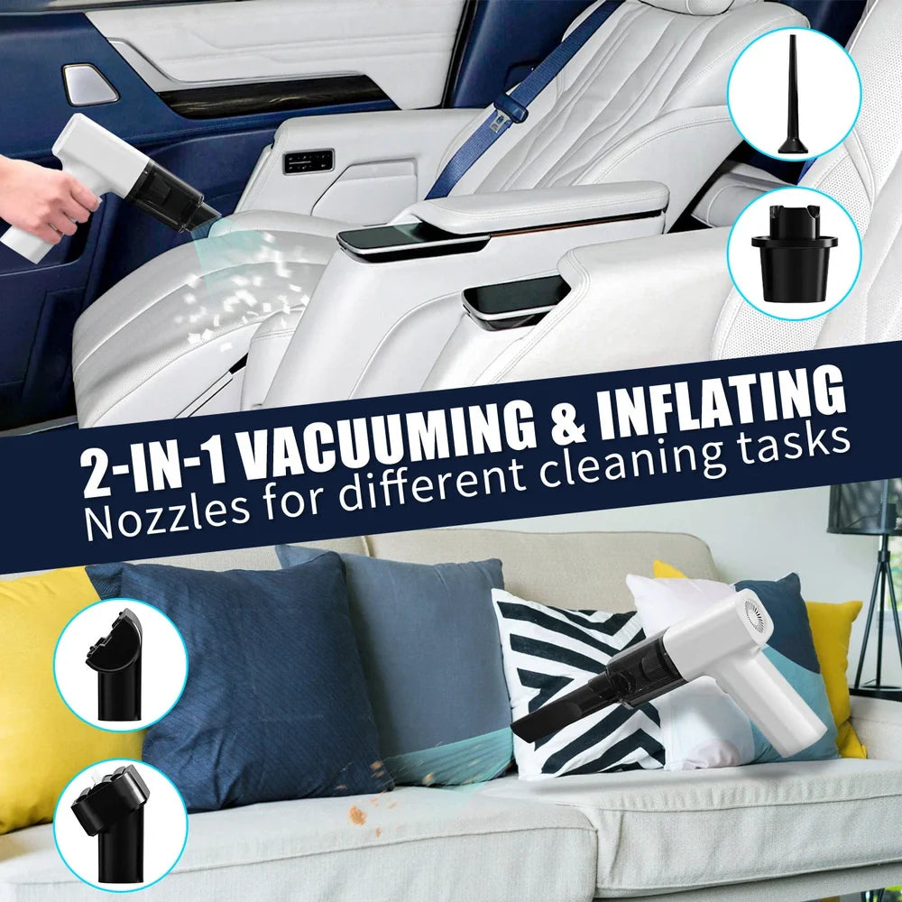 White plastic dust collector with USB-powered vacuum cleaner for household dust removal