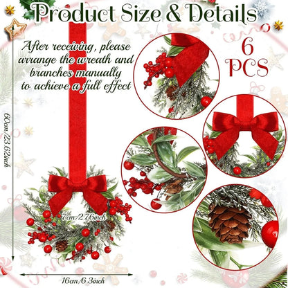 Handmade plastic Christmas garland with bowknot ribbon design, available in seven colour and motif options