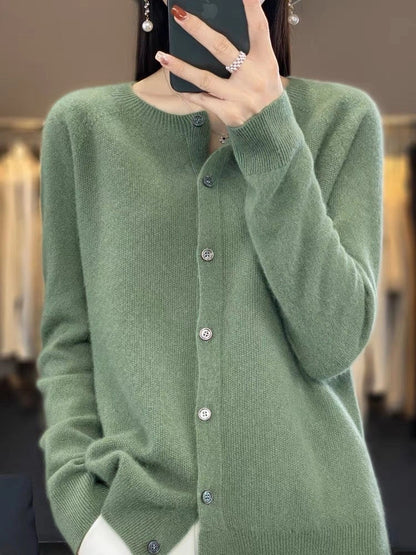 Stylish and comfortable Merino wool cardigan sweater for women in a variety of chic colors