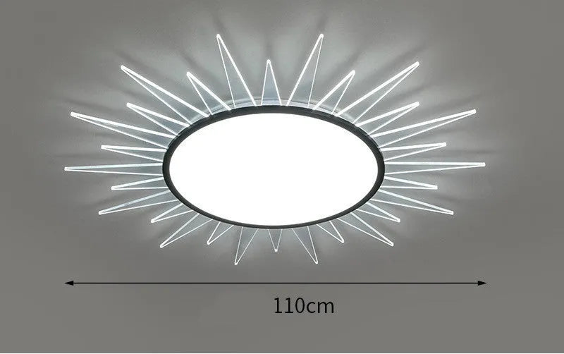 Round aluminium LED ceiling lamp with remote control for dimming, available in multiple sizes