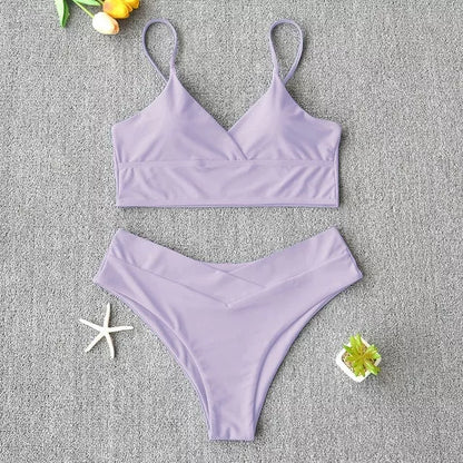 Women's two-piece swimwear bikini in various colors, perfect for beach and pool activities