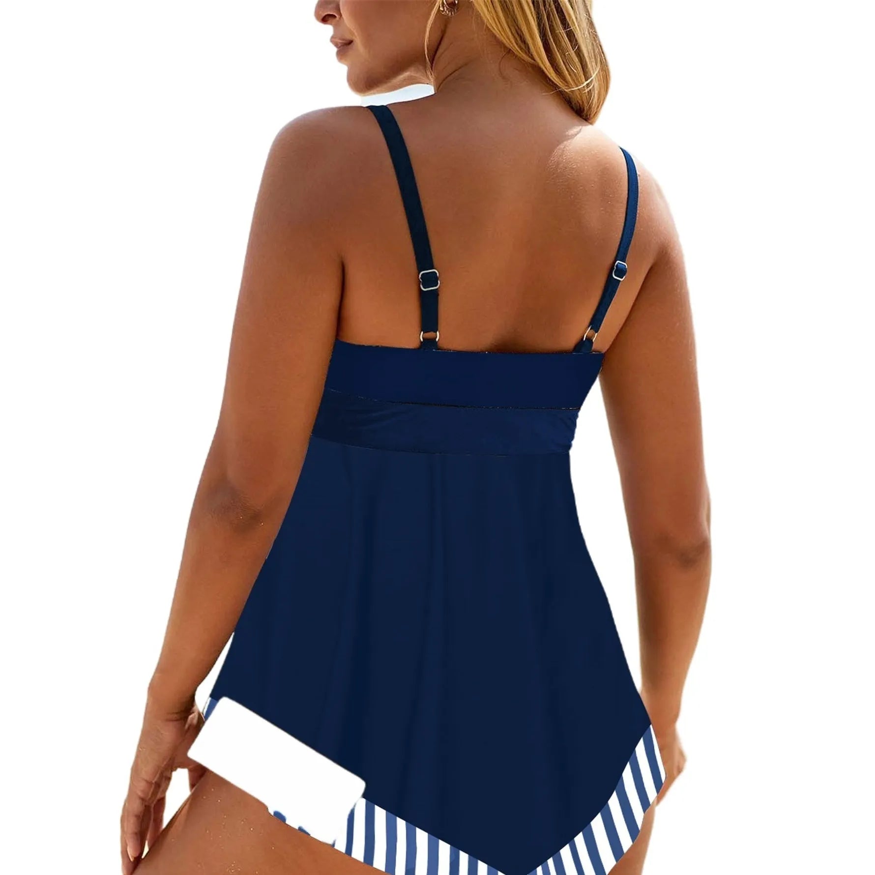 Plus size green two-piece bikini swimsuit with backless design and briefs style for swimming sports